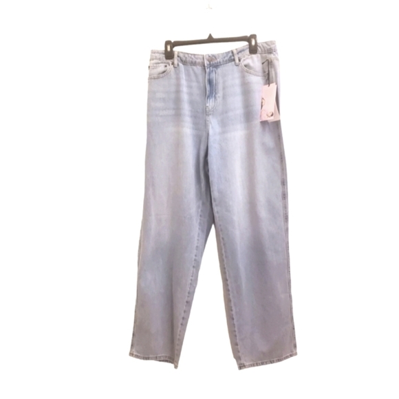 Future Collective WideLeg Jeans High Waist Light Wash Denim Pants Casual - Picture 1 of 7